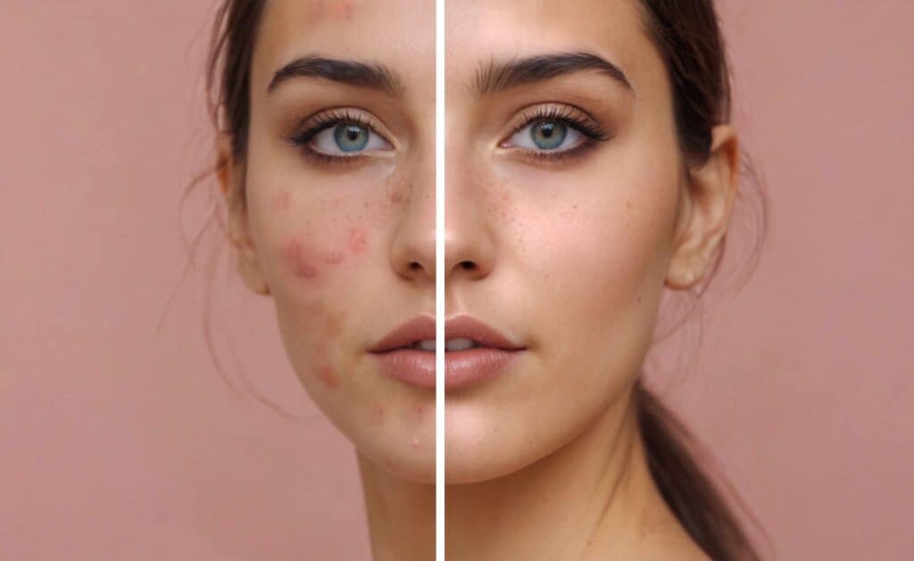 Before and after acne
