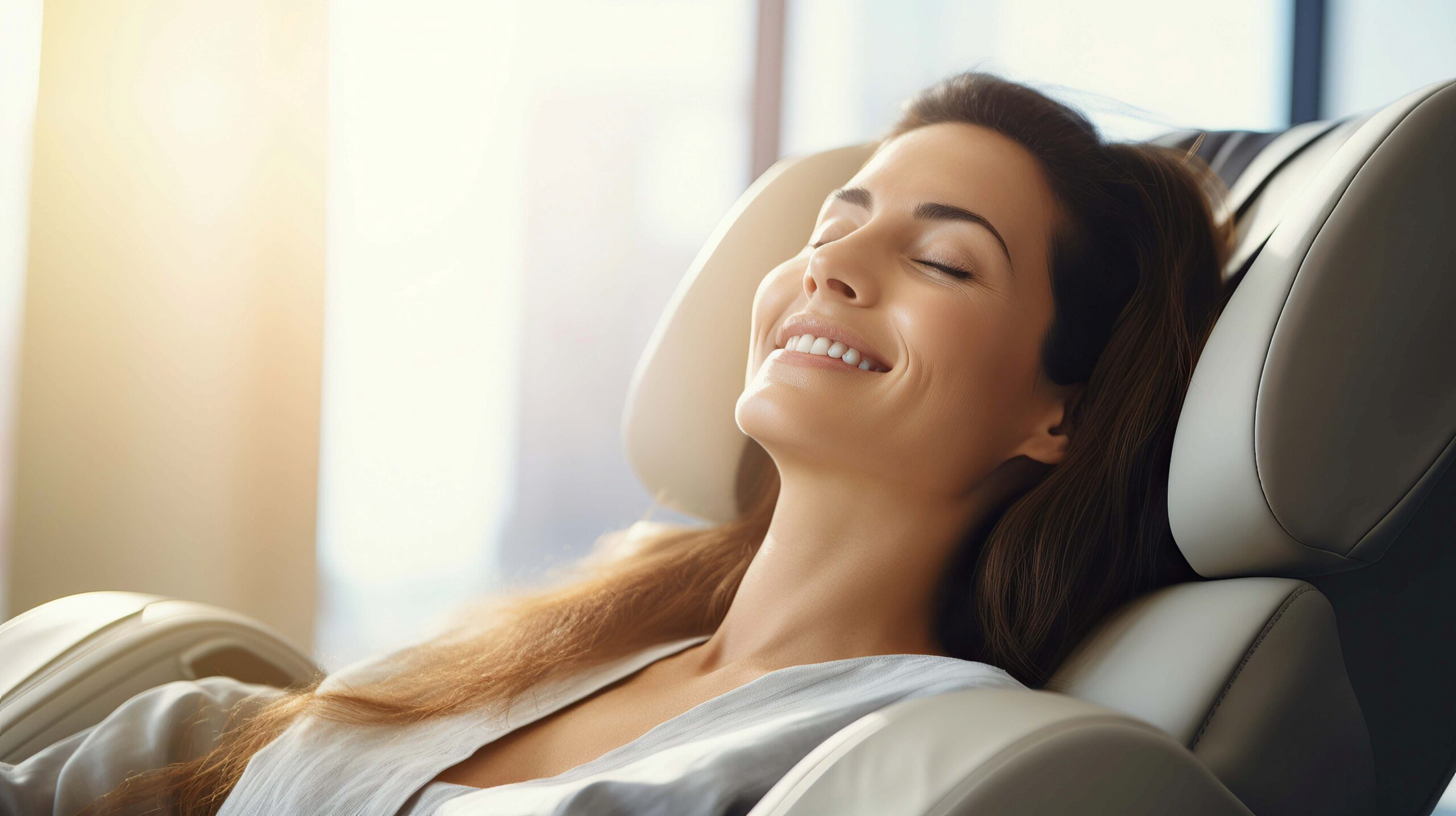 Lady relaxing in rest zone