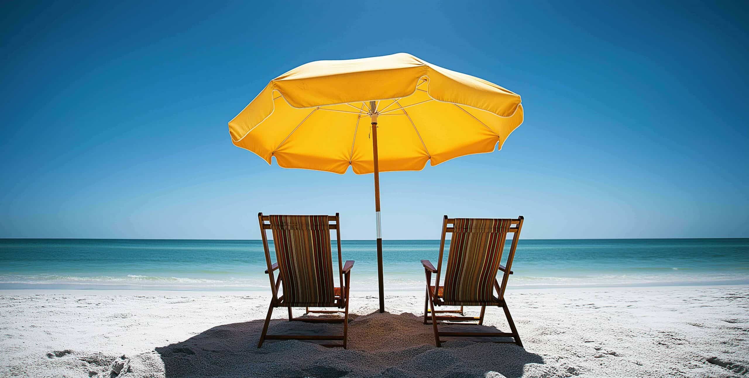 Umbrella and chairs showing a calm mind